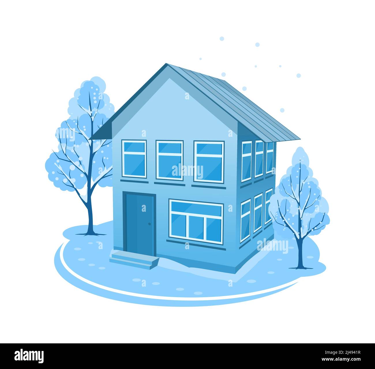 Winter landscape. House surrounded by trees Stock Vector Image & Art ...