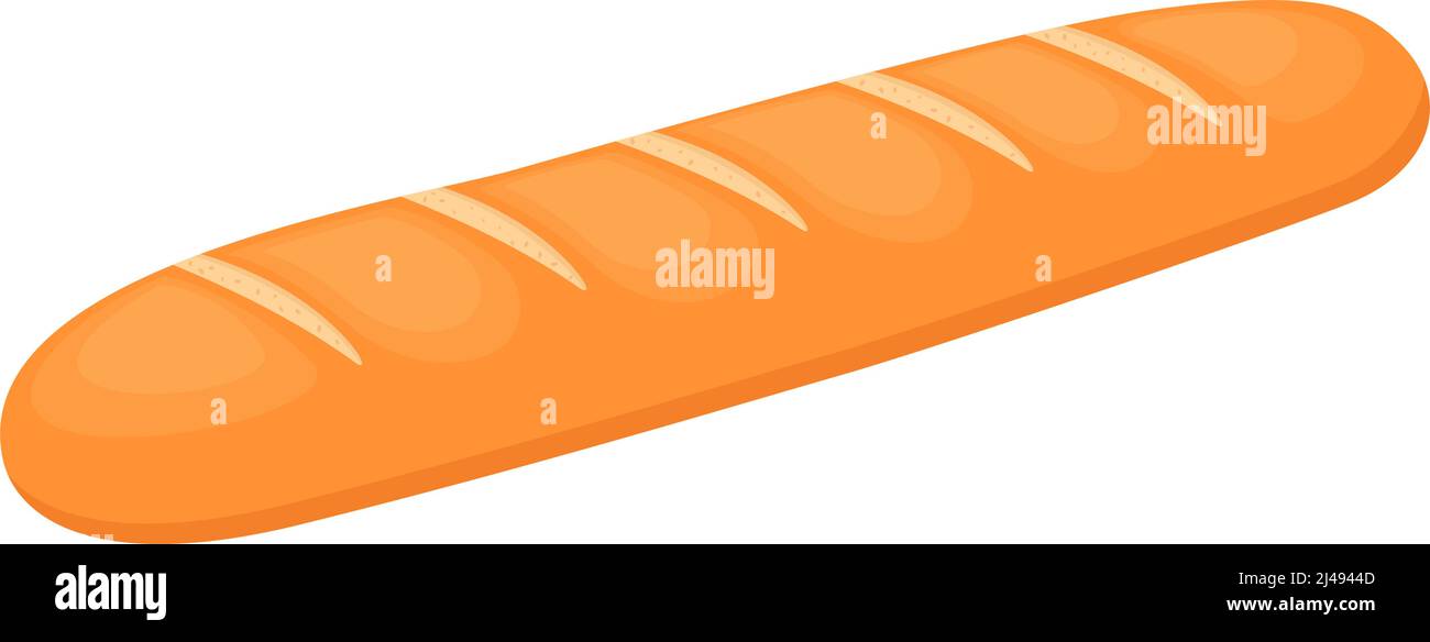 White long bread loaf, french baguette isolated on white background