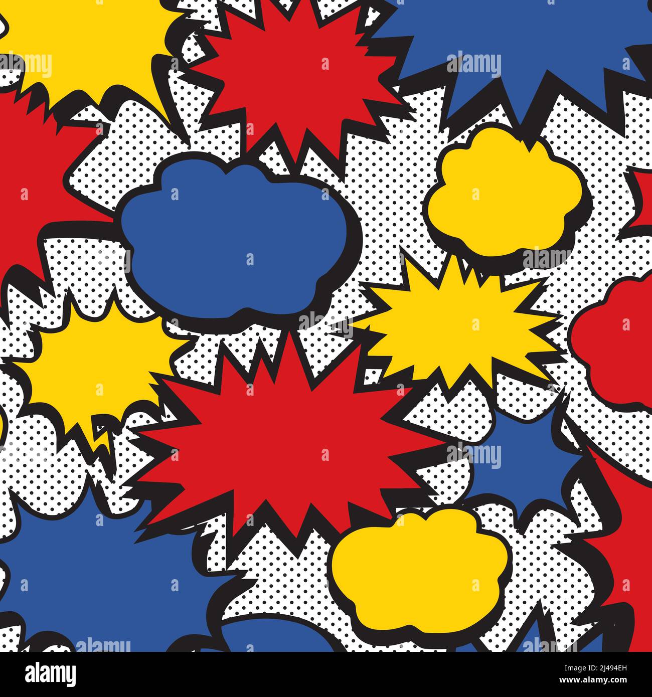 Hand drawn vector illustration of comic book speech bubble pattern and ...