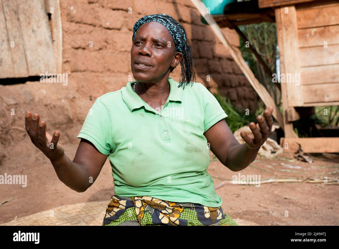 Stephanie Yinkamiye, is mother of 6 children and 11 grandchilden.  Stephanie  has also adopted two HIV orphen boys. Mbazi sector, Huye disrict.   Photograph by Mike Goldwater Stock Photo