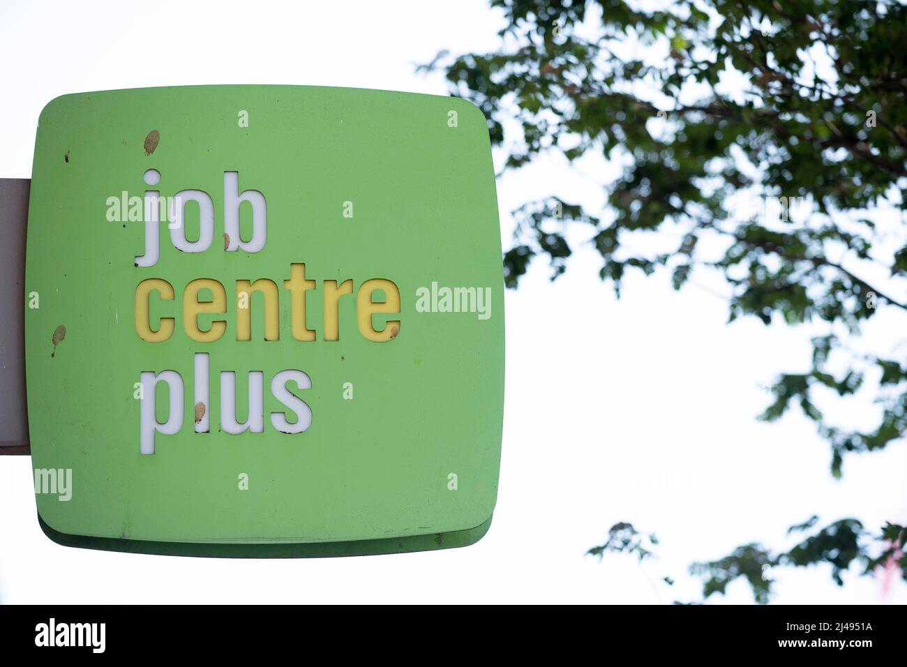 A close-up of a Job Centre Plus sign. Stock Photo