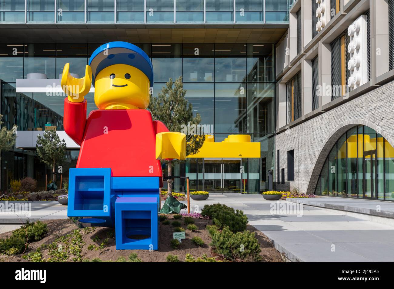 Billund, Denmark. 12th Apr, 2022. Outside the recently opened LEGO® Campus  Buildings in Billund, Denmark including a very large Lego minifigure.  Credit: Thomas Faull/Alamy Live News Stock Photo - Alamy