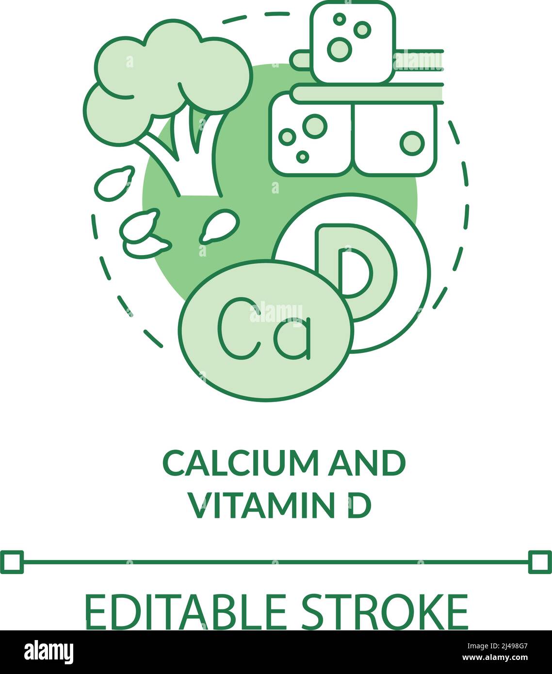 Calcium and vitamin D green concept icon Stock Vector Image & Art - Alamy