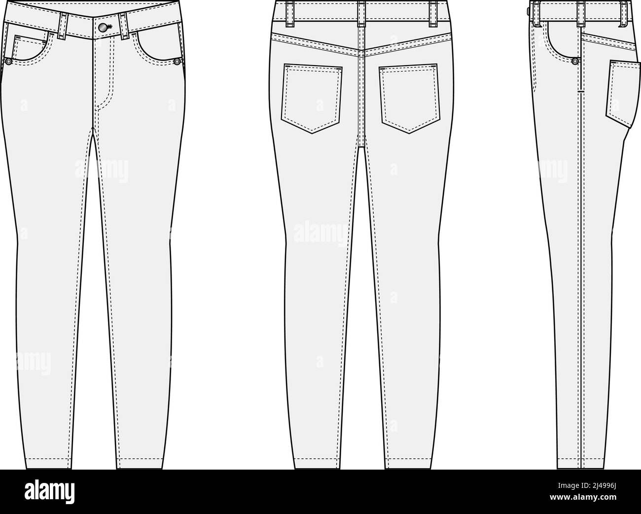 Skinny jeans pants vector template illustration | white Stock Vector