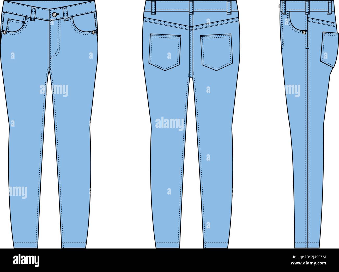 Skinny jeans pants vector template illustration | blue Stock Vector