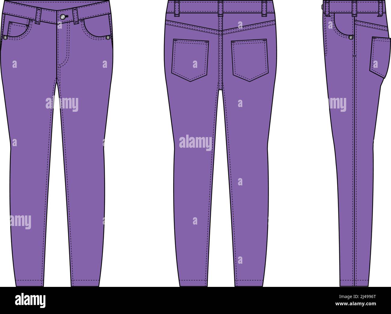 Skinny jeans pants vector template illustration | purple Stock Vector