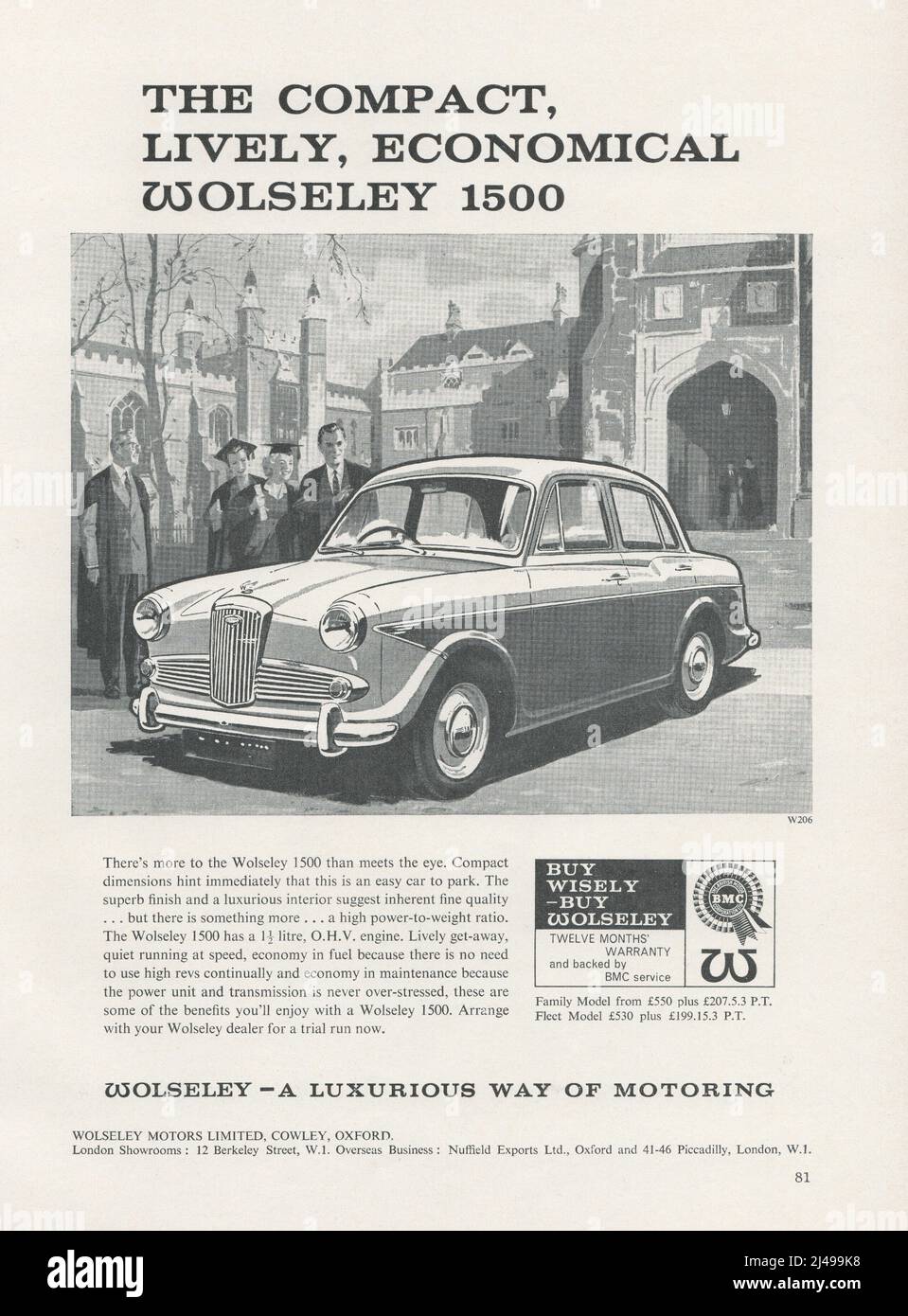 Advertisement of Wolseley cars vintage advert ad paper ad Wolseley 16/60 Wolseley Hornet Wolseley 1550 1960s Stock Photo