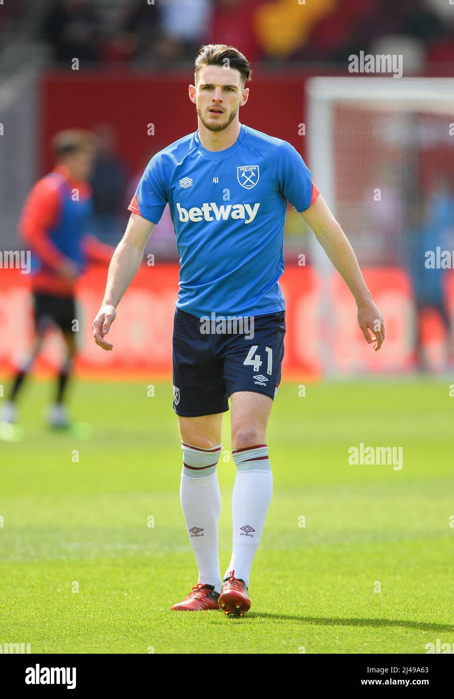 10 April 2022 - Brentford v West Ham United - Premier League - Brentford Community Stadium  Declan Rice during the match at the Brentford Community St Stock Photo