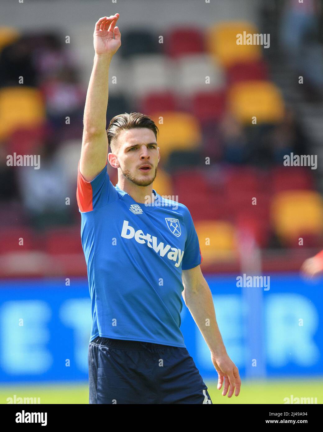 10 April 2022 - Brentford v West Ham United - Premier League - Brentford Community Stadium  Declan Rice during the match at the Brentford Community St Stock Photo