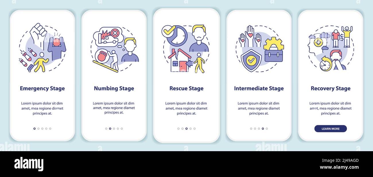 Stages of PTSD onboarding mobile app screen Stock Vector Image & Art ...