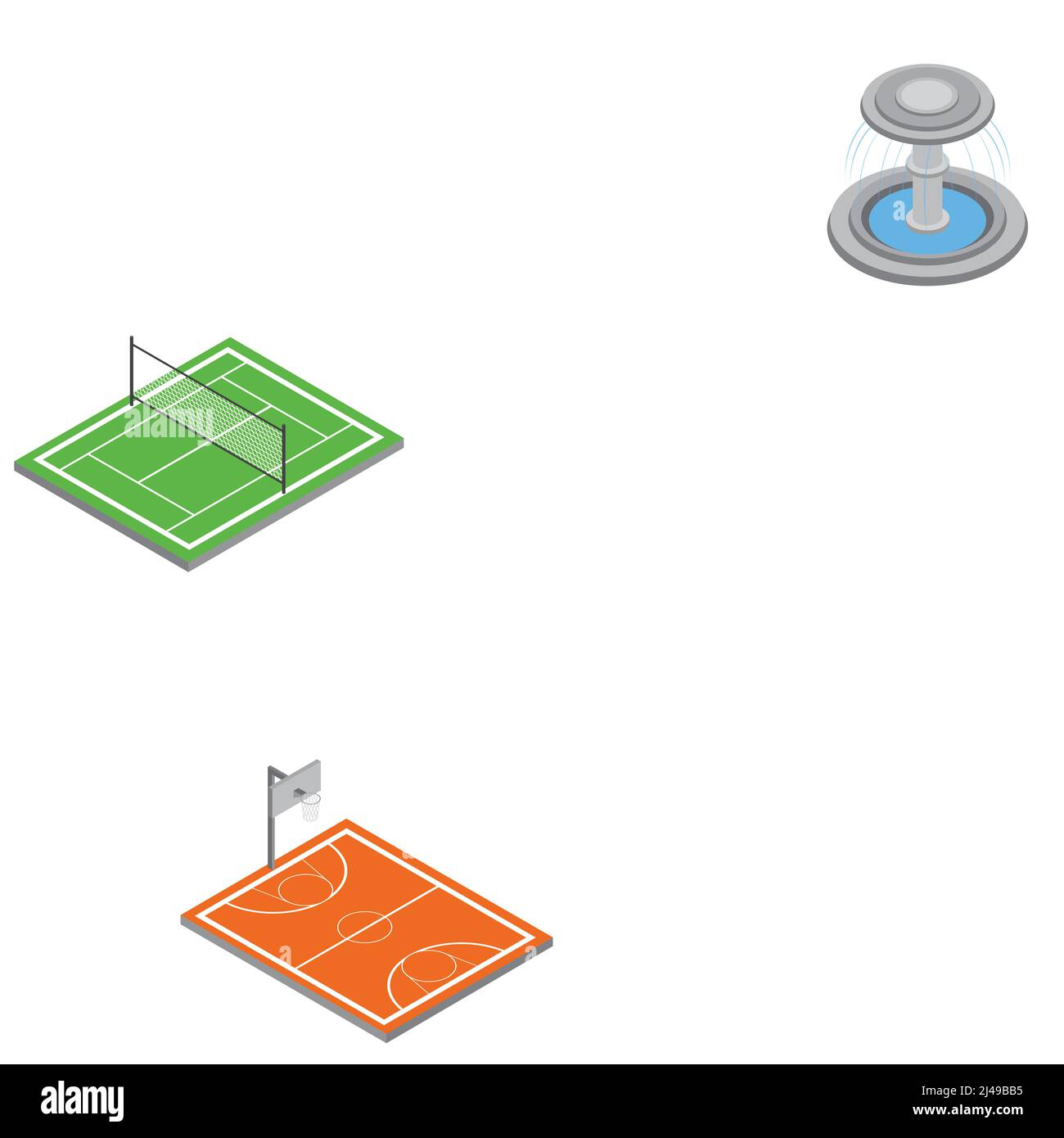 City park infrastructure isometric set of elements of greenery kid ...