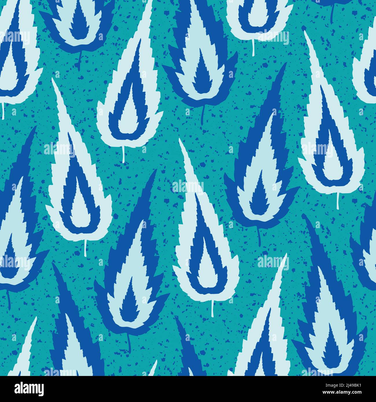 Hand drawn pointy leaf seamless pattern. Purple vector modern flame ...