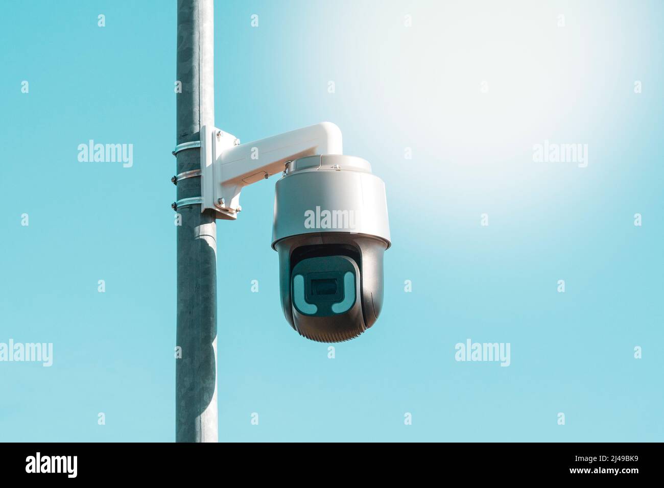 A high-quality rotating cctv camera with night vision is installed to  ensure the safety of the territory Stock Photo - Alamy