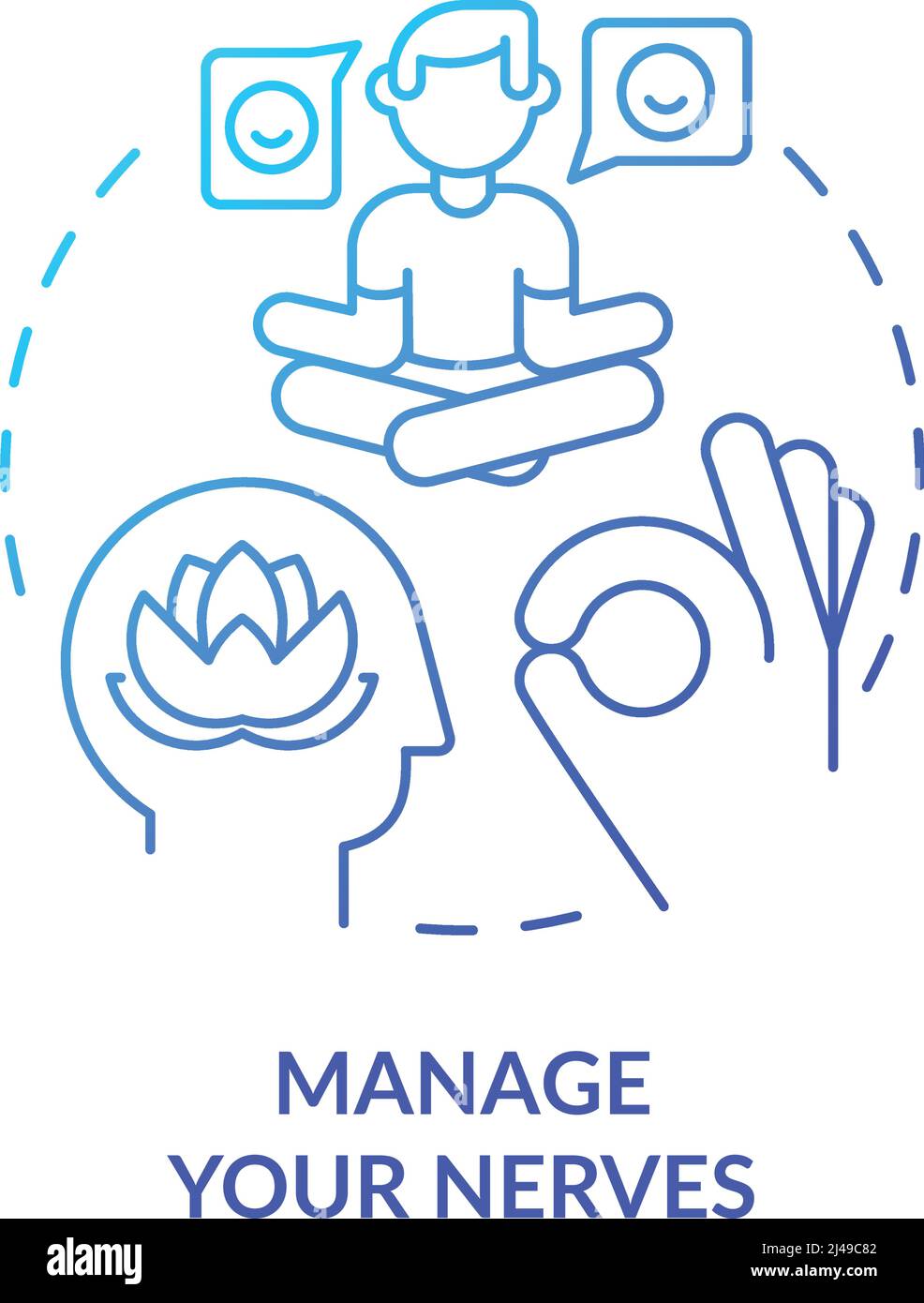 Manage your nerves blue gradient concept icon Stock Vector