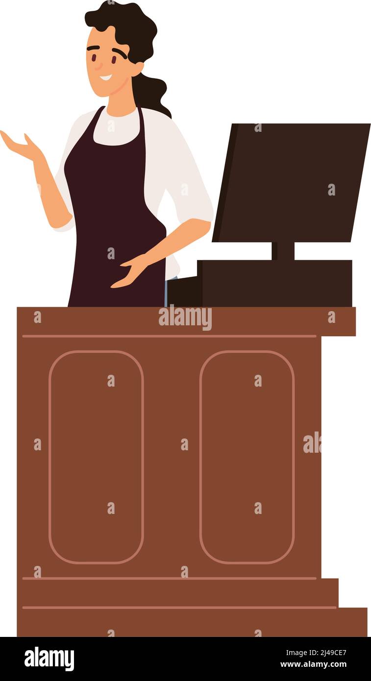 employee and cash register Stock Vector Image & Art Alamy