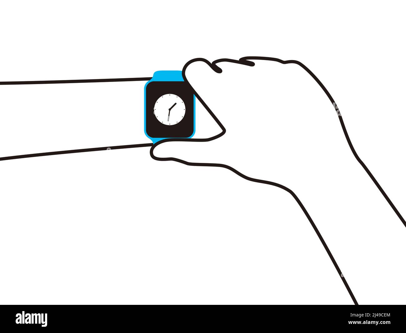 Man wearing fashion smart watch, vector illustration Stock Vector