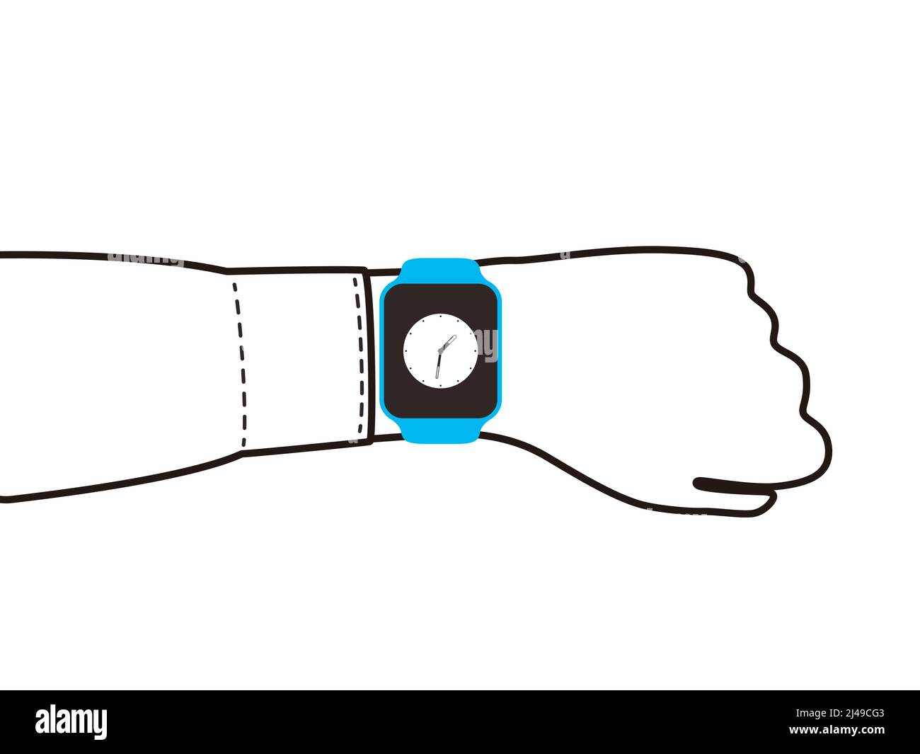Man wearing fashion smart watch, vector illustration Stock Vector