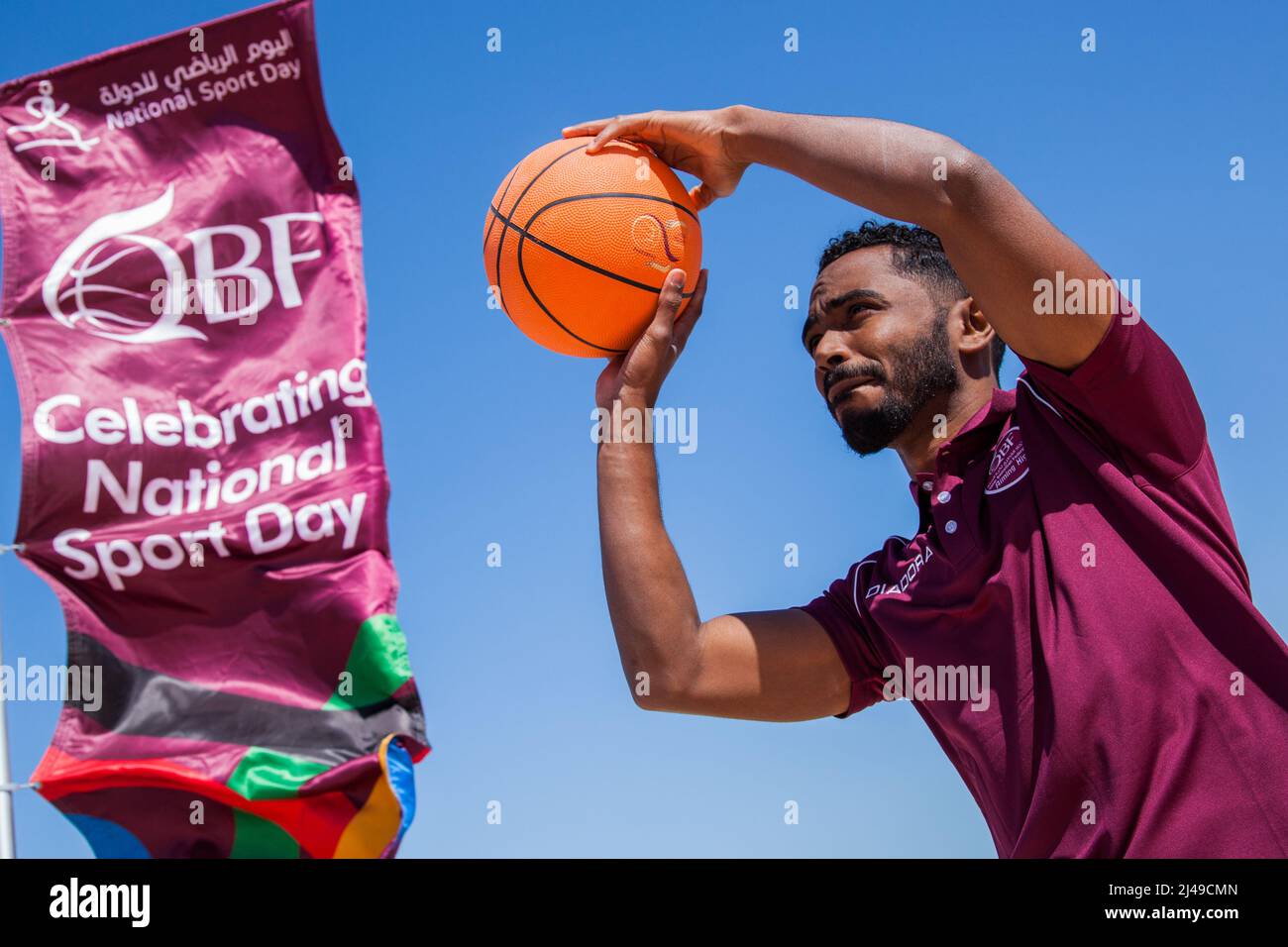 Doha ,QatarFebruary 14,2016 Local people enjoy basketball at an