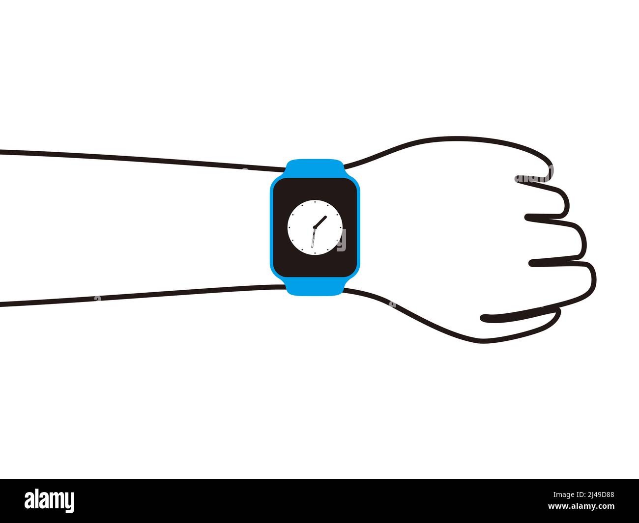 Man wearing fashion smart watch, vector illustration Stock Vector