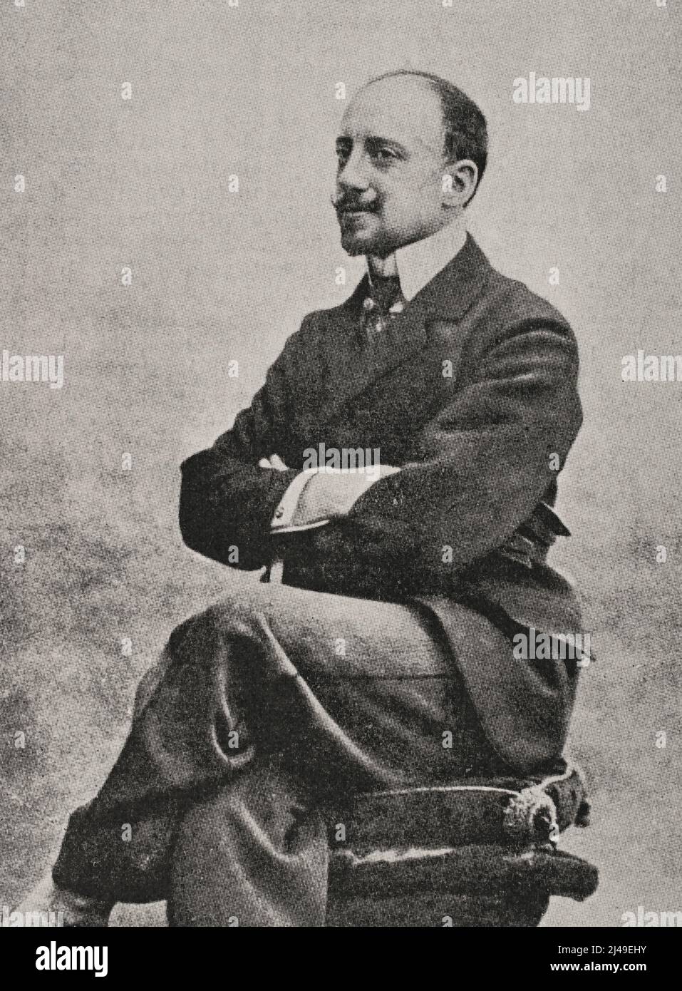 Gabriele D'Annunzio (1863-1938). Prince of Montenevoso. Italian poet and political leader. Portrait. Photoengraving. La Ilustración Española y Americana, 1898. Stock Photo