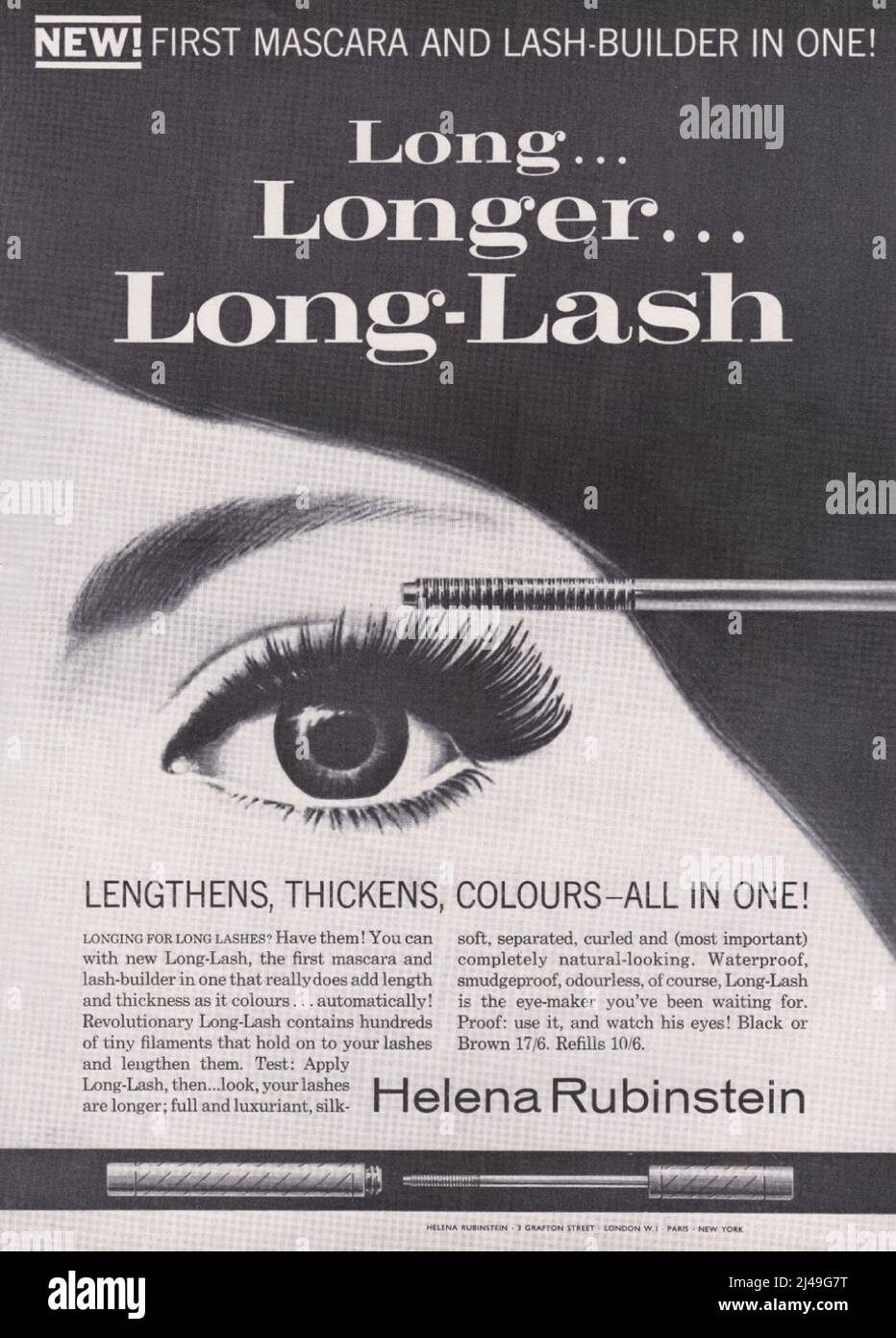 Helena Rubinstein Mascara long lasting long lashes vintage paper  advertisement advert paper ad 1960s Stock Photo - Alamy