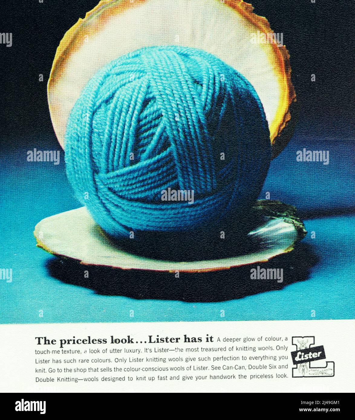 Lister knitting wools advertisement advert 1960s Stock Photo