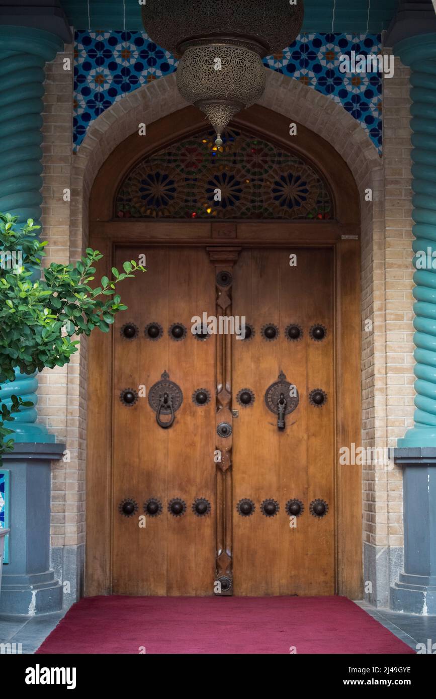 Doha ,Qatar19/04/2022 Old Decorative Main Entrance Wooden Door Stock