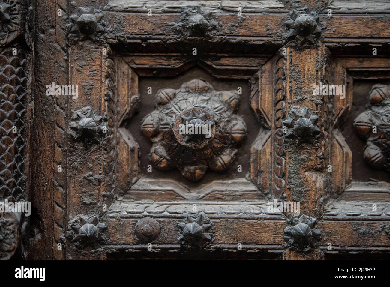 Doha ,Qatar19/04/2022 Old Decorative Main Entrance Wooden Door Stock