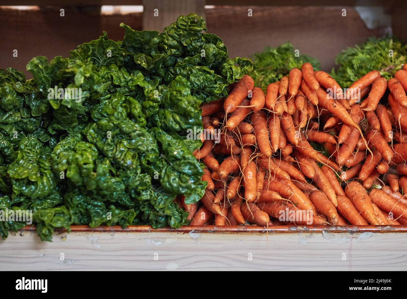 Nature has a selection of goodness to enjoy. Shot of fresh produce in a grocery store. Stock Photo