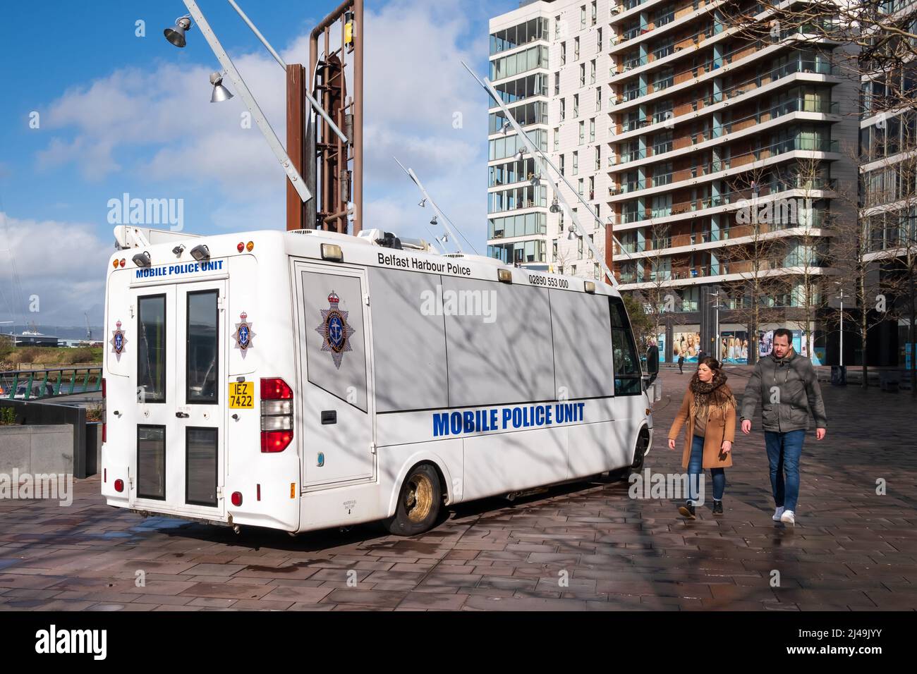 Mobile police unit of the belfast harbour police near belfast marina