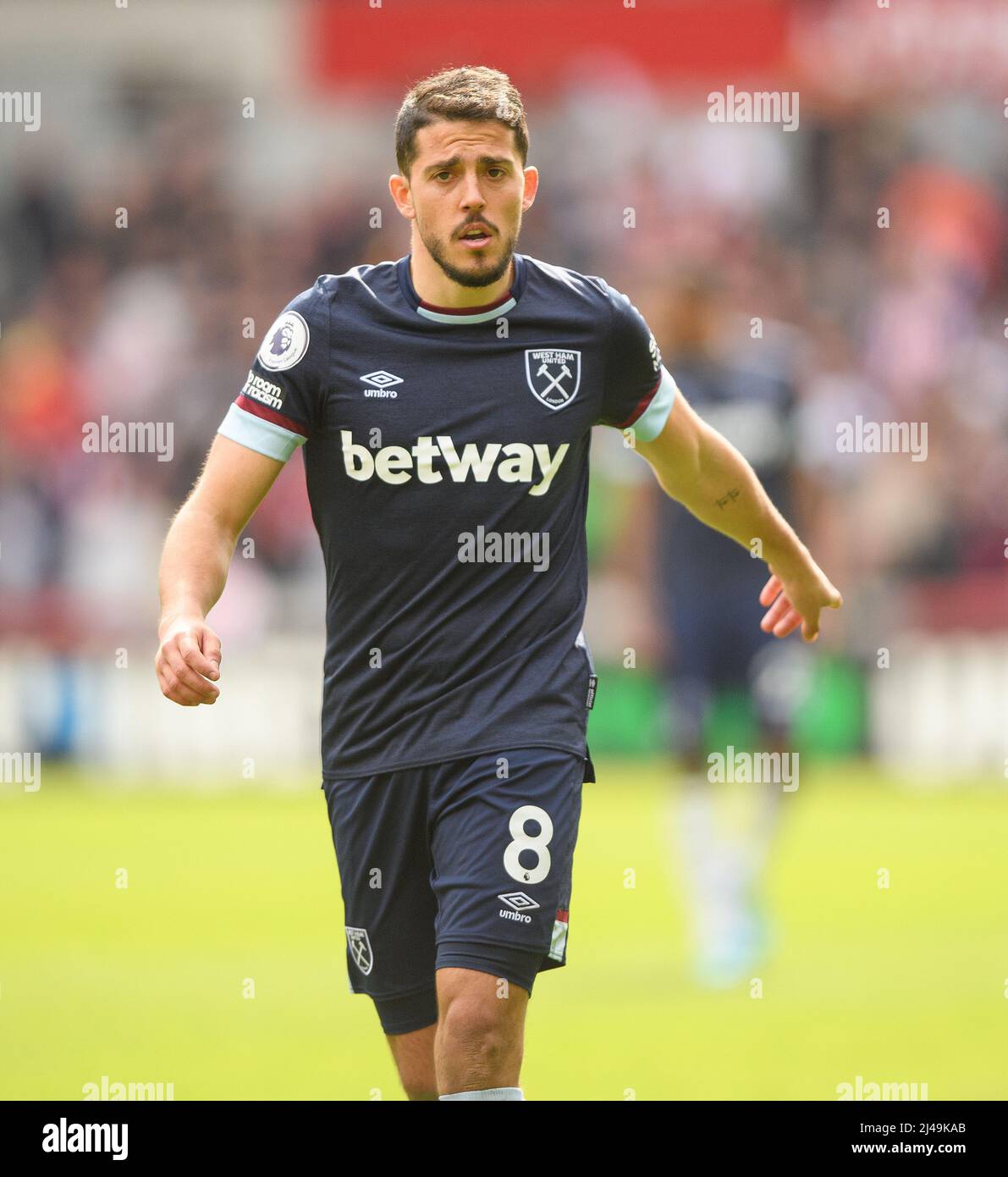 10 April 2022 - Brentford v West Ham United - Premier League - Brentford Community Stadium  Pablo Fornals during the match at the Brentford Community Stock Photo