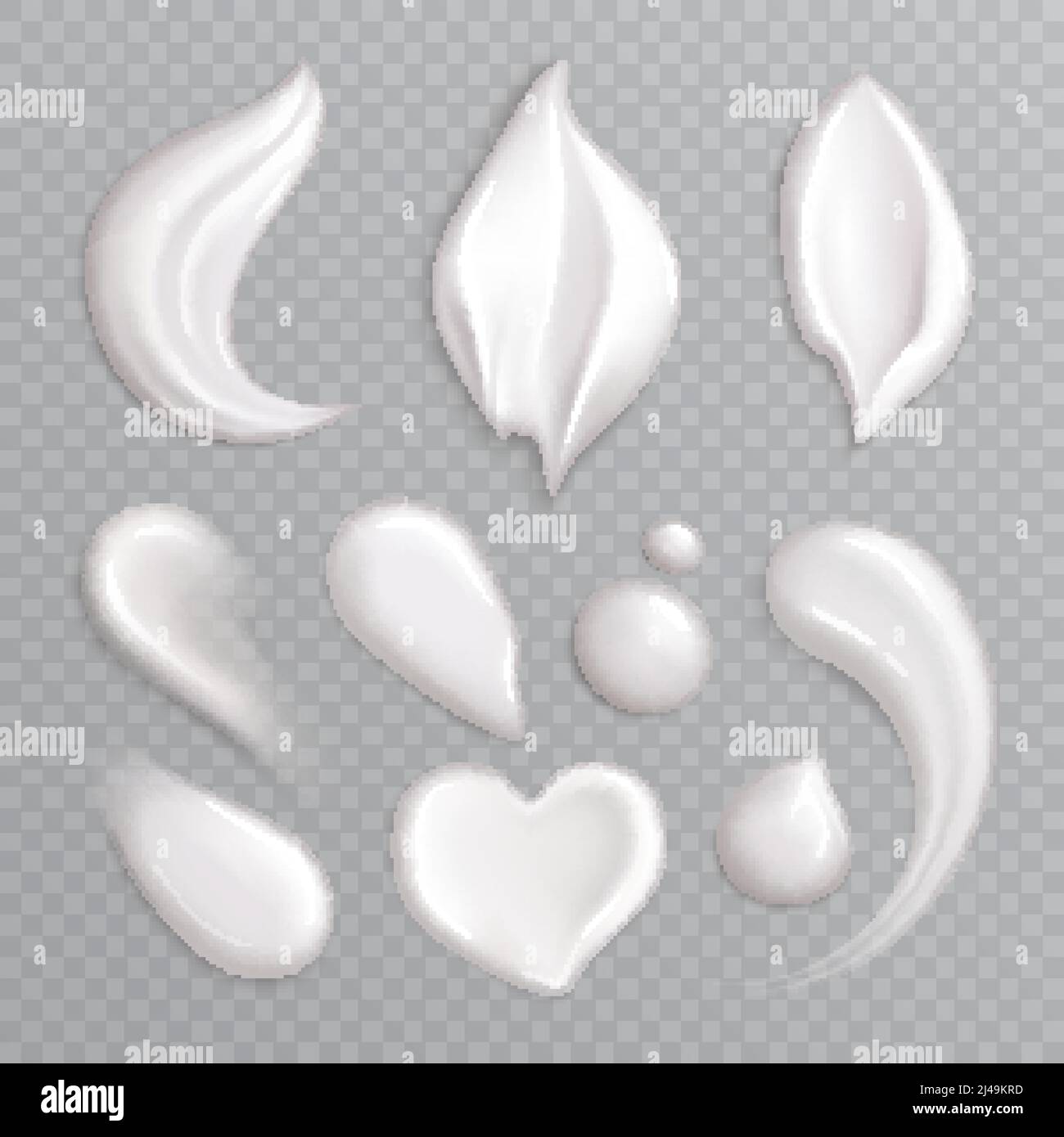Cosmetic cream smears realistic icon set with white isolated elements ...