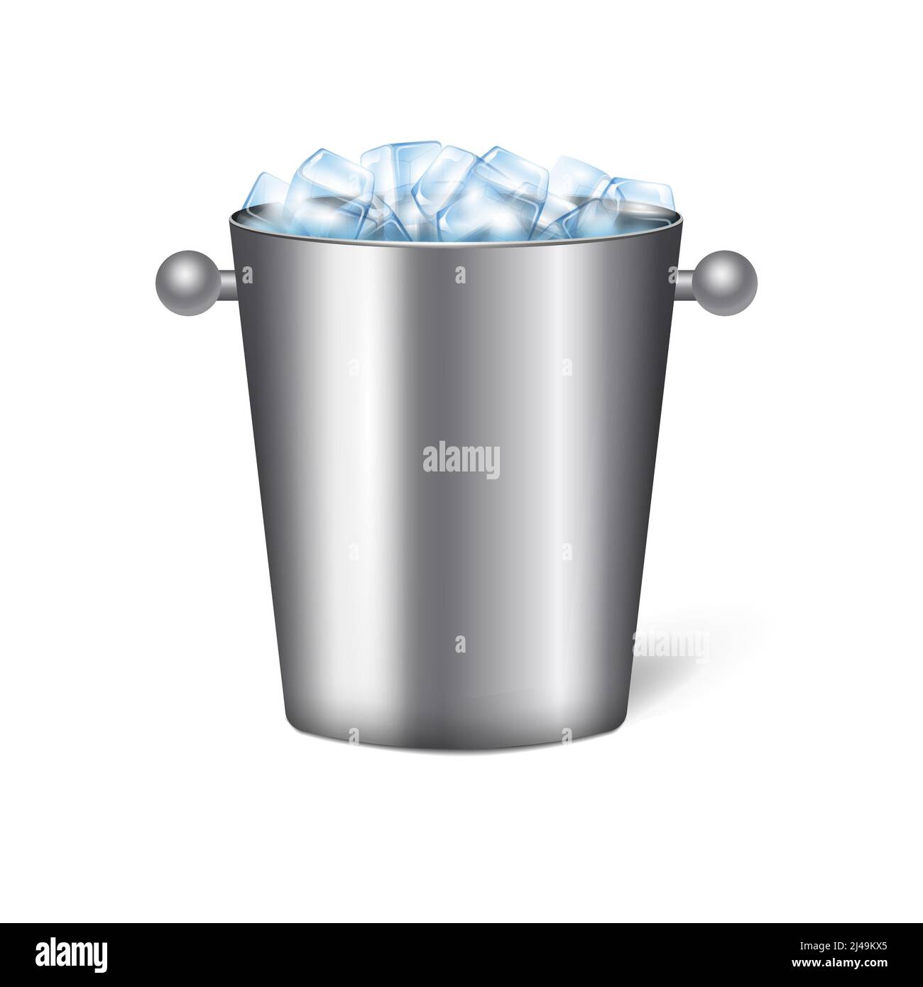 Colored isolated realistic champagne bucket ice composition metal