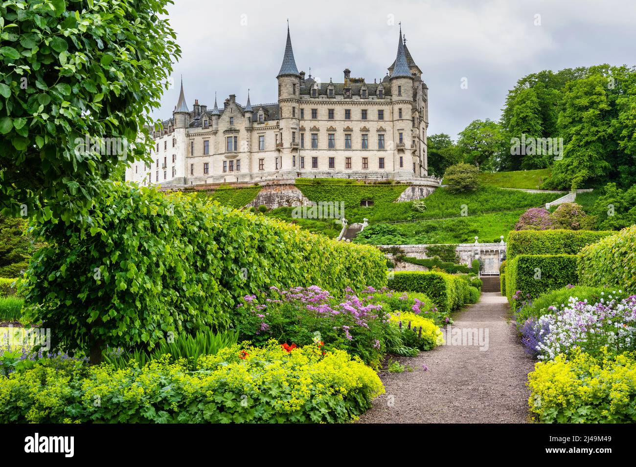 Dunrobin Castle Gardens in Sutherland, Highland, Scotland, UK Stock Photo