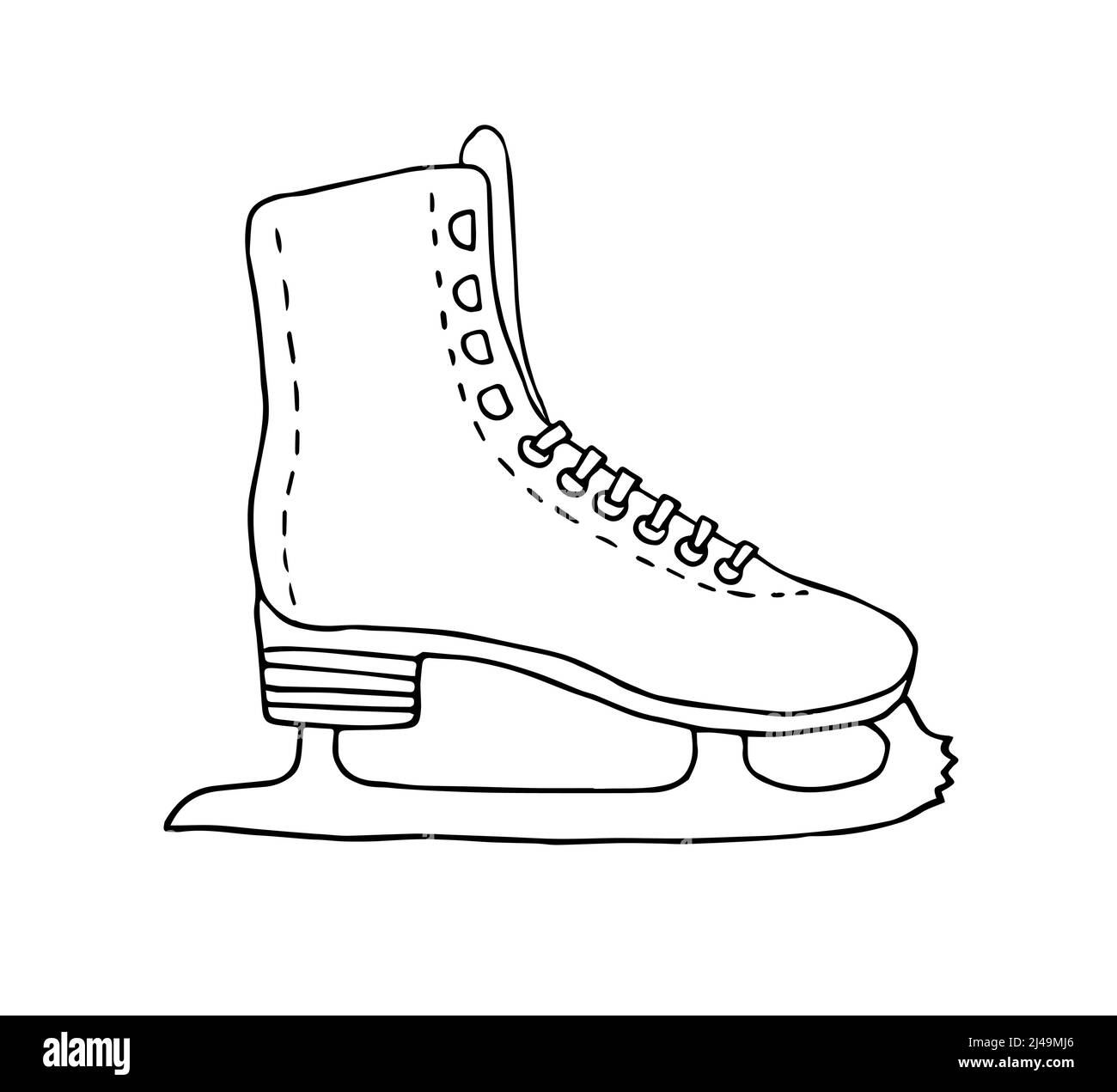 Vector hand drawn doodle sketch ice skate isolated on white background