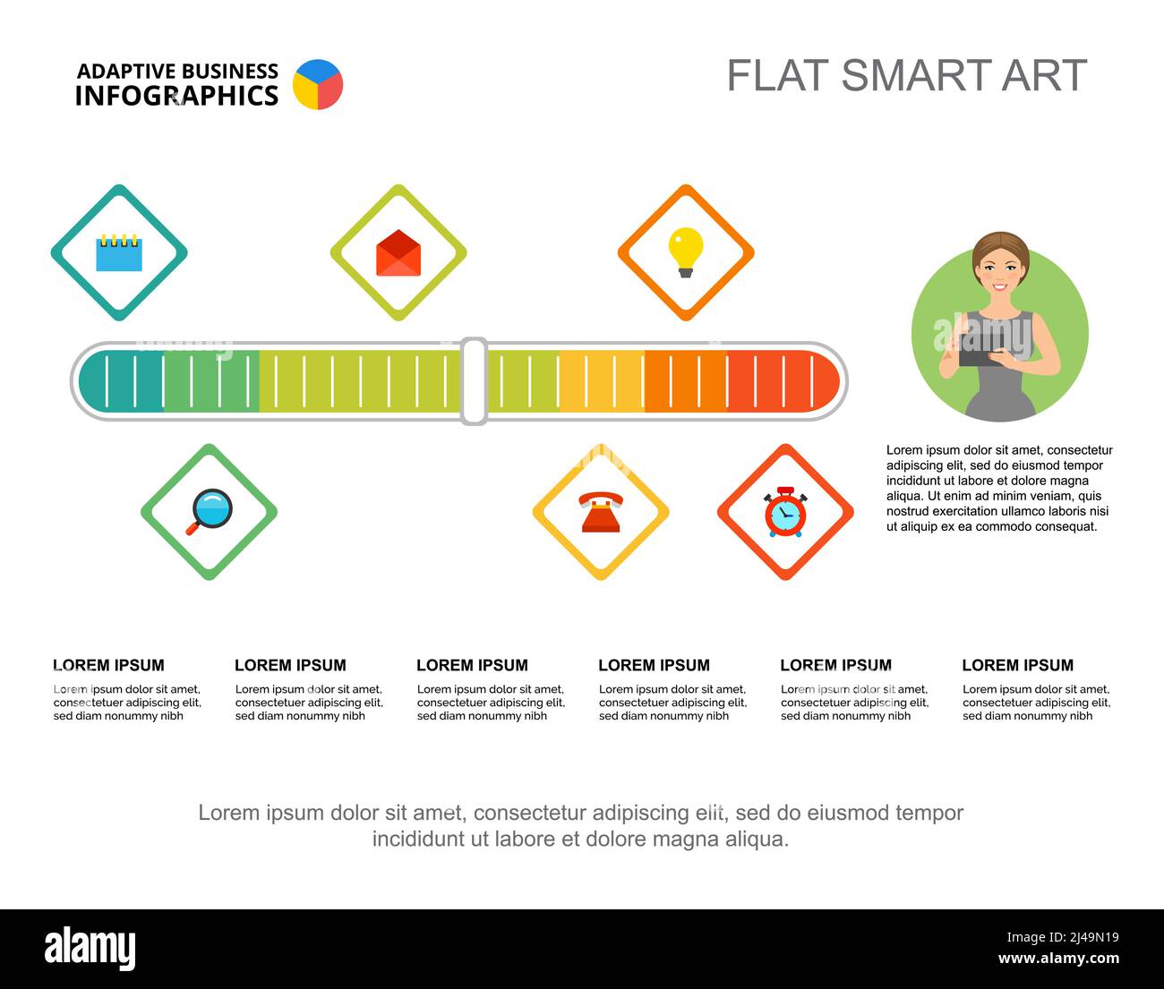 Six elements process chart template for presentation. Vector ...