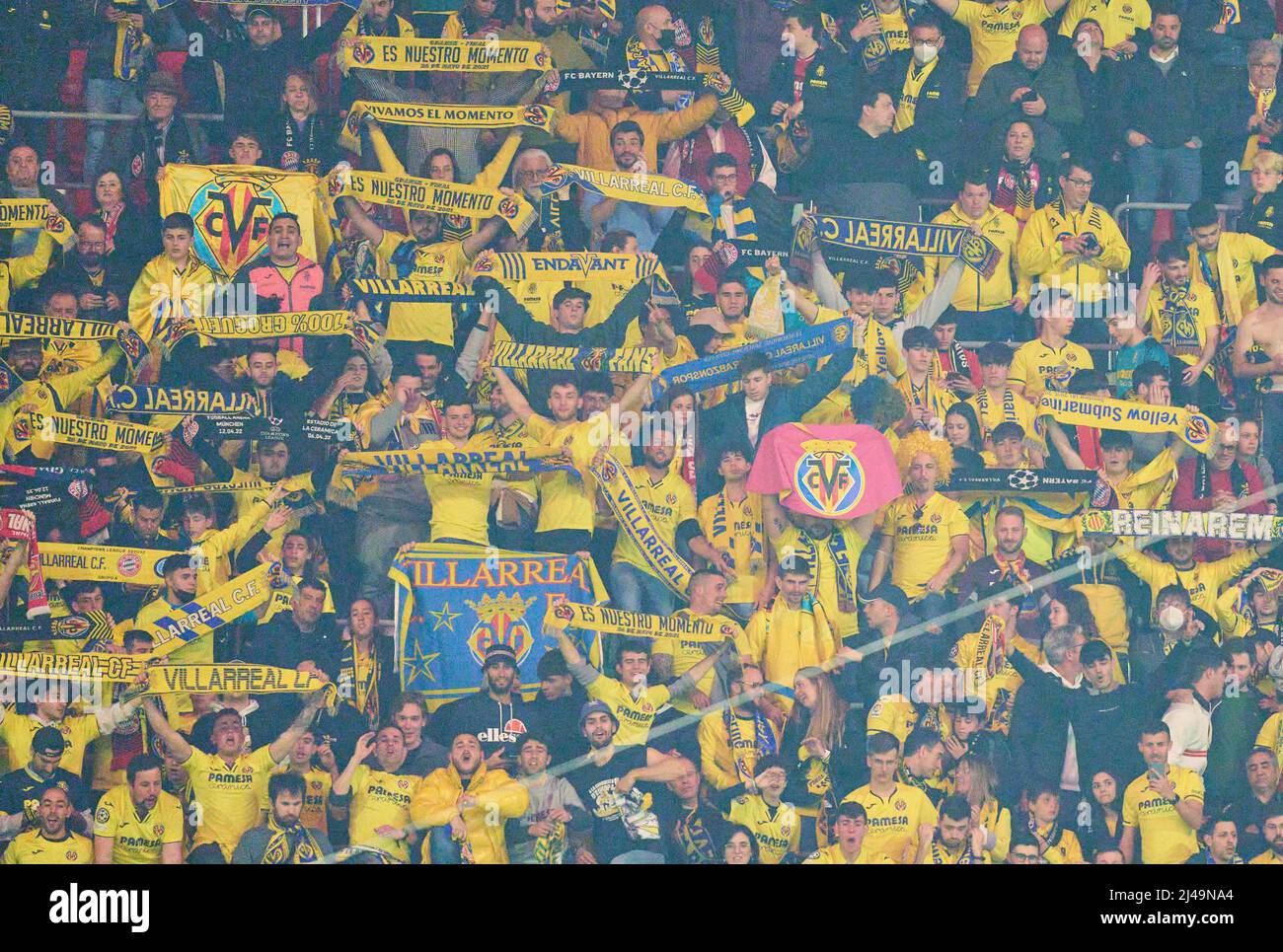Villarreal Fans celebrate after the match FC BAYERN MUENCHEN - FC  VILLARREAL 1-1 of football UEFA