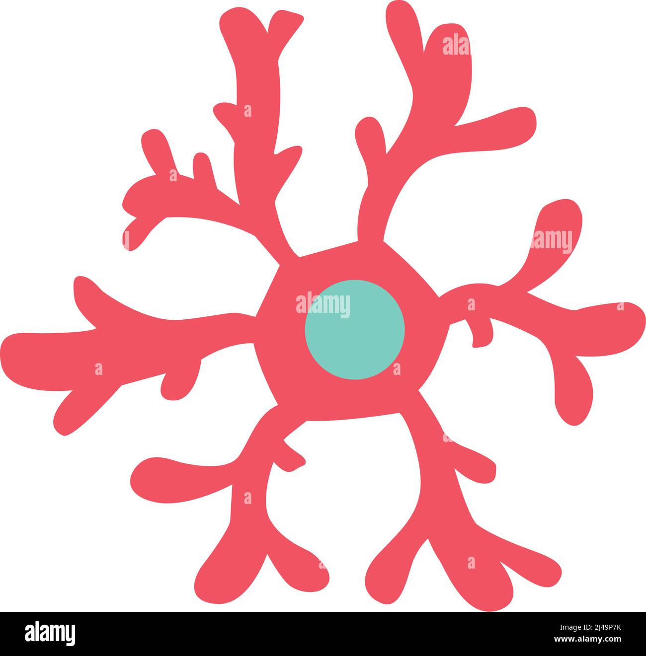 Red cell with nucleus and outgrowth semi flat color vector object Stock Vector