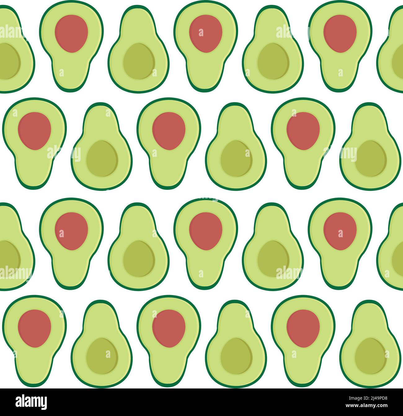 Vector seamless pattern of flat avocados isolated on white background ...