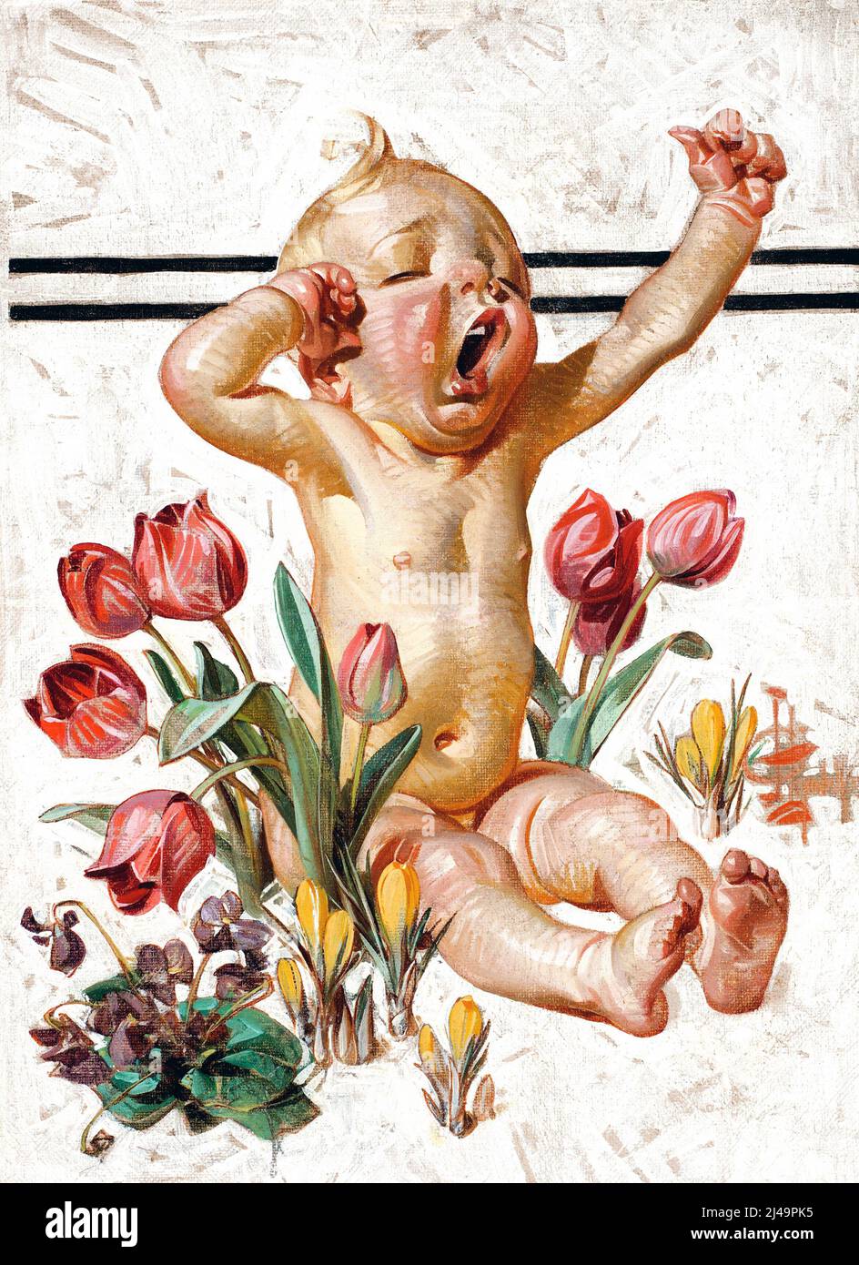 Cover design by JC Leyendecker - Spring Has Sprung, The Saturday Evening Post cover, April 7, 1917 Stock Photo