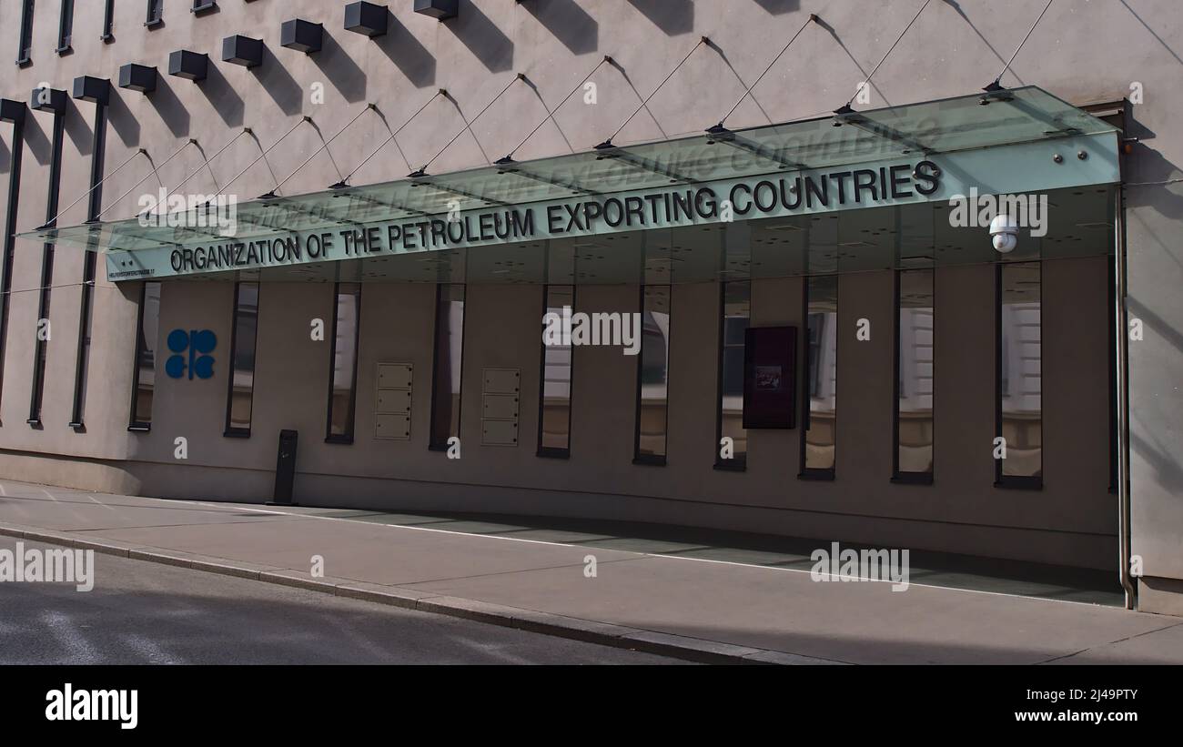 View of the headquarters of intergovernmental Organization of the Petroleum Exporting Countries (OPEC) in the downtown of Vienna, Austria. Stock Photo