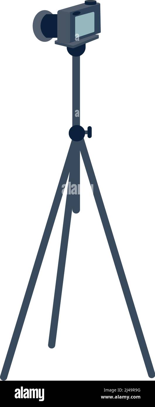 Camera on tripod semi flat color vector object Stock Vector