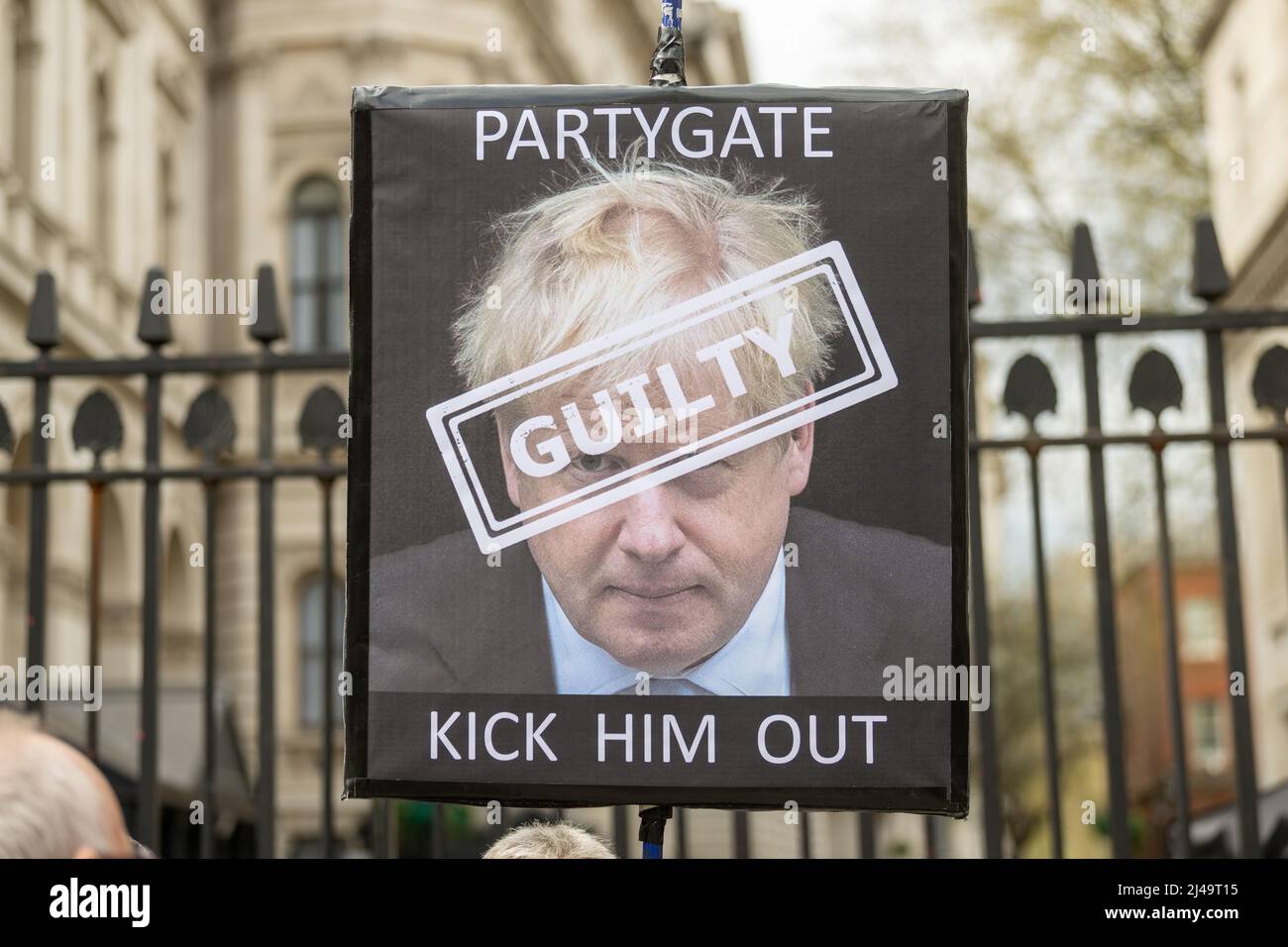London, UK. 13th Apr, 2022. Anti Boris Partygate protesters outside Downing Street London UK Credit: Ian Davidson/Alamy Live News Stock Photo