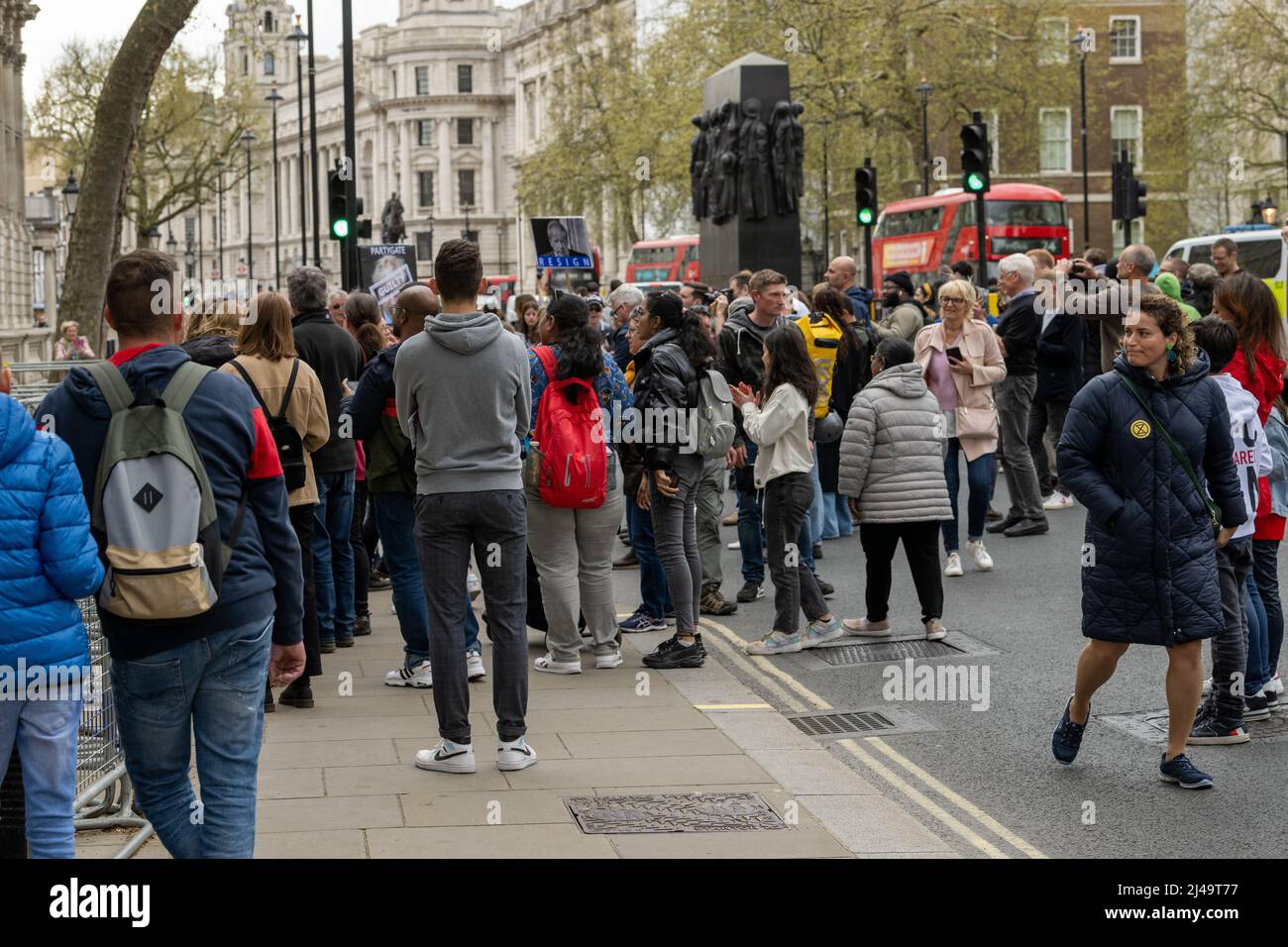 London, UK. 13th Apr, 2022. Anti Boris Partygate protesters outside Downing Street London UK Credit: Ian Davidson/Alamy Live News Stock Photo