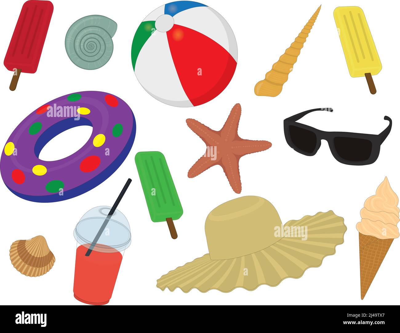 Summer holiday items collection vector illustration Stock Vector Image ...