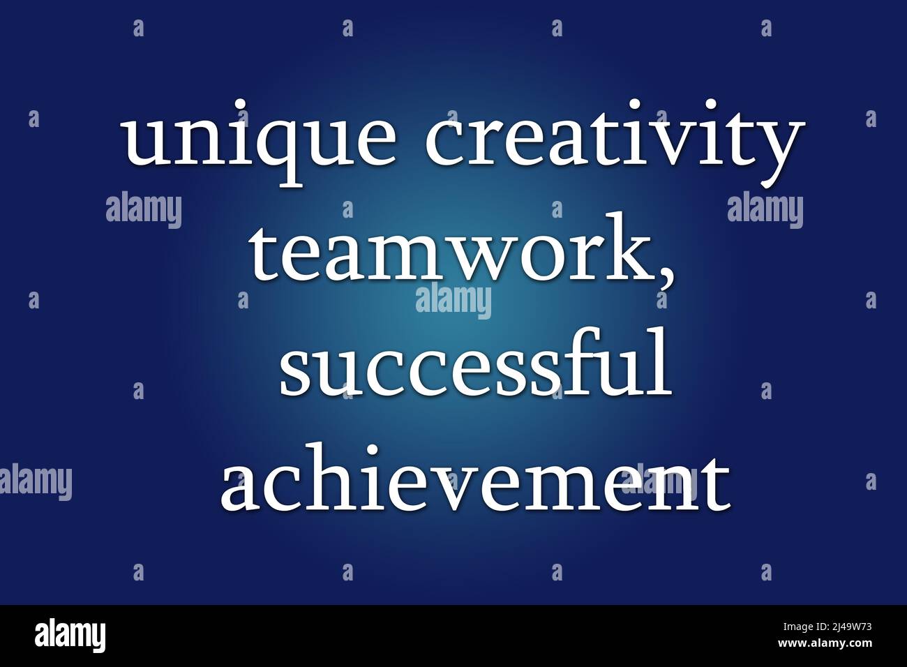 unique creativity teamwork, successful achievement. text. with blue gradient background Stock Photo