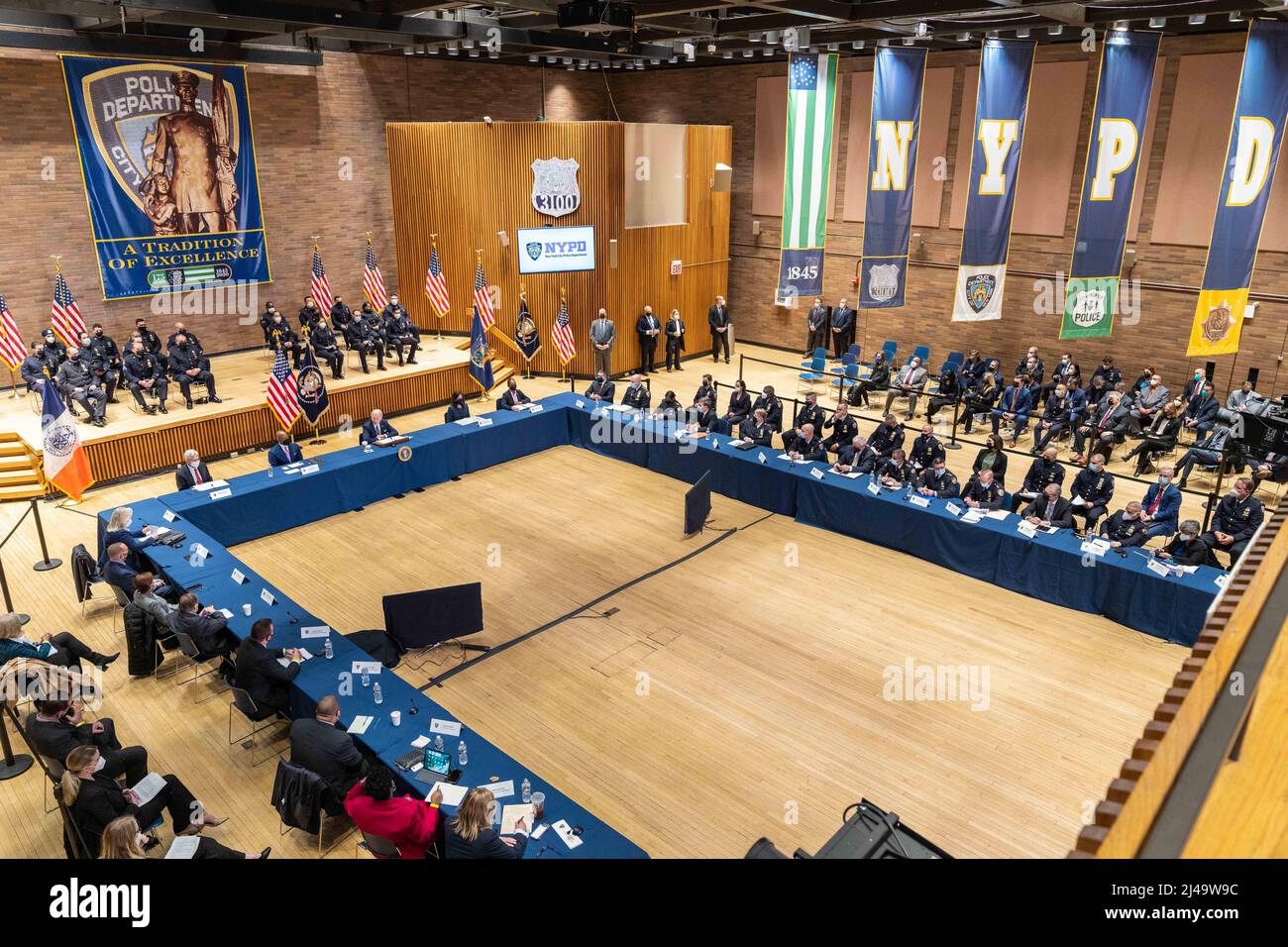 President Joe Biden participates in a Gun Violence Prevention Task Force meeting, Thursday, February 3, 2022, at NYPD Headquarters in New York. (Official White House Photo by Adam Schultz) Stock Photo