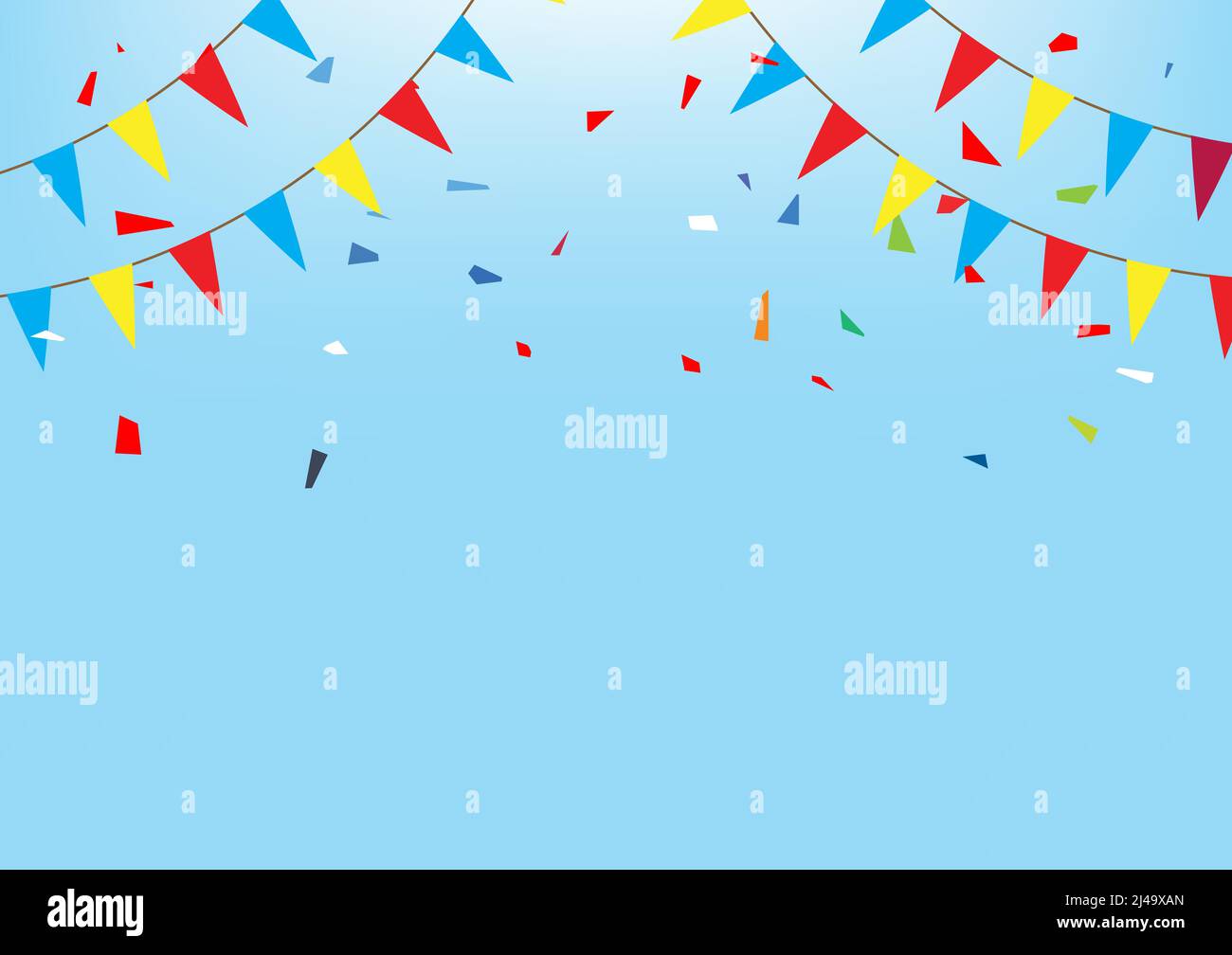 Background colorful bunting flags hanging and confetti Stock Vector ...