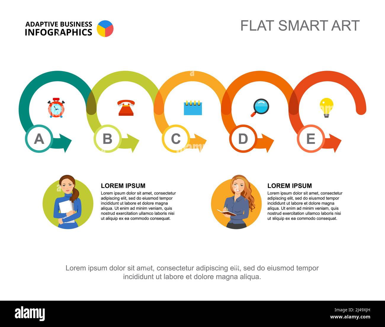 Five steps process chart template for presentation. Business data ...