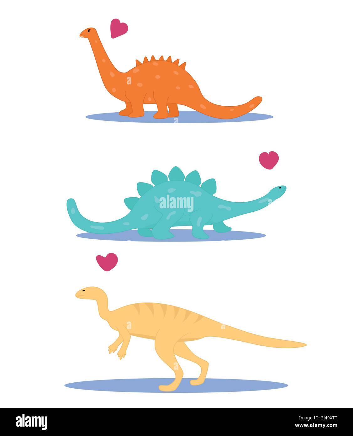 Set of cute dinosaurs. Flat vector illustration Stock Vector Image ...